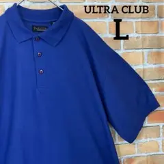 ULTRA CLUB 無地 シンプル 半袖 ポロシャツ ブルー 青 L