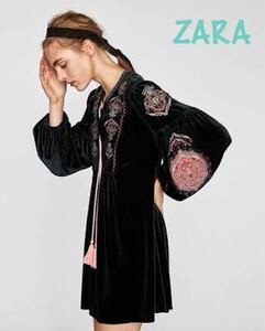 sale!新品タグ付☆ZARAザラ☆刺繍入りフリンジベロアドレス