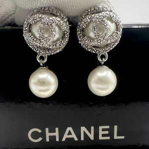 1円◎極美品◎CHANEL シャネル ピアス ココマーク ラインストーン パール ピアス 両耳 アクセサリー レディース シルバー系 超希少 高級