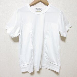 ほぼ美品 22SS COMME des GARCONS コムデギャルソン コムコム 裁ち切りデザインTシャツ 半袖 クルーネック カットソー S ホワイト ◆