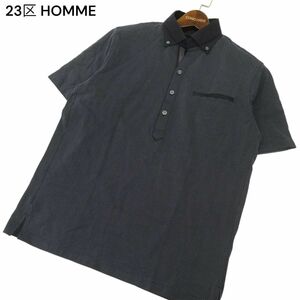 23区 HOMME オム 春夏 QUICK DRY COOL+★ ドット総柄 半袖 ボタンダウン ポロシャツ Sz.46　メンズ ネイビー　C4T04887_5#A