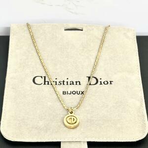 美品 クリスチャン ディオール Dior ネックレス CDロゴ 金 自00281