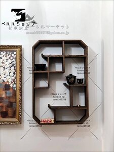 日式 茶碗ラック 茶器展示棚 ソリッド・ウッド 茶道 置物台 材質 桐の木 モダン 茶具収納棚 壁掛け