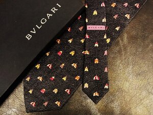 ★並品★4R01277【BVLGARI】ブルガリ「テント 柄」最高級セッテピエゲ ネクタイ