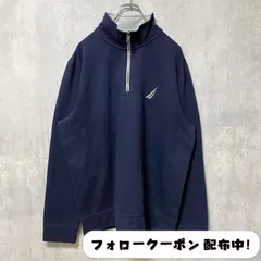 古着 used　NAUTICA　ノーティカ　長袖ハーフジップ刺繍スウェット　トレーナー　ネイビー　レトロ　ストリート