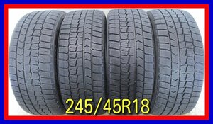 ■中古タイヤ■　245/45R18 96Q DUNLOP WINTERMAXX WM02 シーマ フーガ スカイライン等 冬タイヤ スタッドレス 激安　送料無料　B238