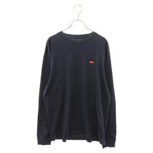 SUPREME シュプリーム Small Box Logo L/S Tee スモールボックスロゴ刺繍 クルーネックロングスリーブ長袖Tシャツ ネイビー