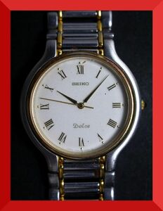 セイコー SEIKO ドルチェ DOLCE クォーツ 3針 純正ベルト 7741-6050 男性用 メンズ 腕時計 x869 稼働品