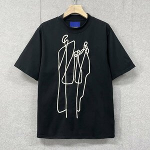 個性・半袖Tシャツ 定価2万◆Emmauela・イタリア・ミラノ発◆上品 ソフト 吸汗 オシャレ ロープ刺繍 トップス スウェット ユニーク M/46