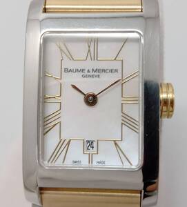 【OH 研磨済】BAUME＆MERCIER ボーム&メルシェ 65640 ディアマント 2針 デイトシェル文字盤 ダイヤ付き クォーツ