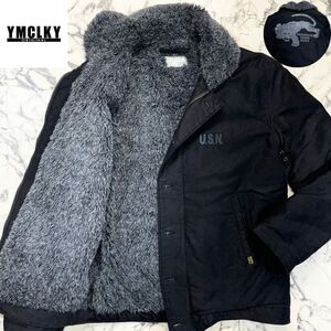 背面ロゴ/N-1 (L)●YMCLKY NAVY DEPARTMENT デッキジャケット U.S.N ステンシル US NAVY 軍 ブラック 黒 グレー ボア ミリタリー ブルゾン