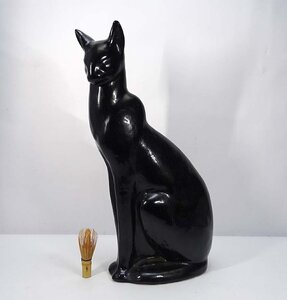 緑屋t■ 陶製　黒猫　置物　オブジェ　高約57cm　i2h/12-010/13-2#140