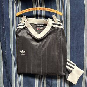 rare 黒 長袖 旧タグ 万国旗タグ 80s adidas game shirt lonqsleeve black 3本ライン 3本線 トレフォイル ゲームシャツ 常田大輝 