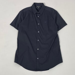 EMPORIO ARMANI スリムフィットS/S ストレッチシャツ sizeM ネイビー 8N1C10 1N06Z エンポリオ アルマーニ