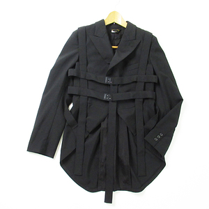 r3a060305★2014SS 服でない服 COMME des GARCONS コムデギャルソン ボンテージジャケット パラシュートジャケット 黒 レディース S