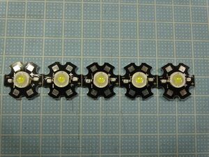 【５個セット】３W白色LED 6500K ヒートシンク付　 【送料140円～】002