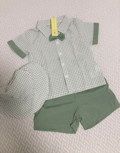 【新品　未使用品　タグ付き】上下セット　ベビー服　サイズ92-98cm （2-3Y）帽子つき　夏服 半袖　半ズボン