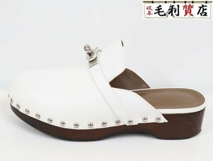 エルメス HERMES ケリーベルト サボ ミュール カルロッタ 36 レザー ホワイト サンダル レディース 靴 【中古】 アパレル