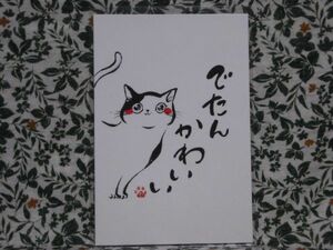 POST CARD◆北九州弁猫絵葉書＜でたんかわいい＞手書き本画仙紙◆ポストカード/ネコ/CAT