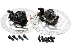 【即納】シマノ　SHIMANO　軽量　高性能　ワイヤ式　ディスクブレーキ　BR-M375 　SM-RT26　160mmローター付　前後セット　黒