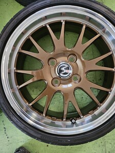 新品未使用（人気のS-HOLD　ブロンズリムポリッシュ）5.5JX16アルミホイール・（ バリ山）（GY)165/45R16　XL　タイヤ付き　4本セット品