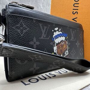 【美品 希少モデル】ルイヴィトン LOUIS VUITTON ジッピードラゴンヌ 長財布 モノグラム エクリプス トランクプリント メンズ 黒 M80994