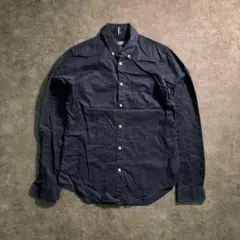 【ZARA MAN】無地　ボタンダウン　スリムシャツ　ネイビー古着usedBS8