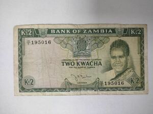 A 415.ZAMBIA1枚(1969年)紙幣 旧紙幣