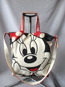 【P071】MINNIE MOUSE/ミニーマウス◇2way トートバッグ　コットン　プリント柄　W39cm