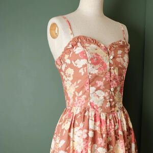 【美品】LAURA ASHLEY ローラ アシュレイ ヴィンテージ ワンピース [skuuu婦人] vintage 花柄 ピンク キャミワンピ 7 S