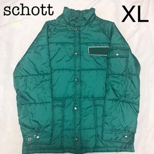 【希少】schott ダウンジャケット 中綿ジャケット ショット　グリーン　緑　42 サイズ　XL レア　レトロ