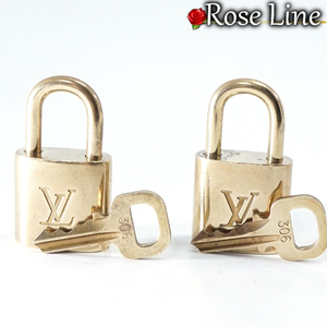 【良好品】Louis Vuitton パドロック 鍵 南京錠 ゴールド 金 カデナ チャーム キー 2個セット PADLOCK バッグ用品 アクセサリー 306