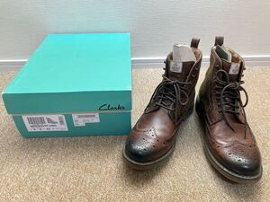 H03☆送料無料☆Clarks/クラークス『901C-T HARRIS TWEED/ハリスツイード 』UK9G(27.0CM) ウイングチップブーツ BRN 中古