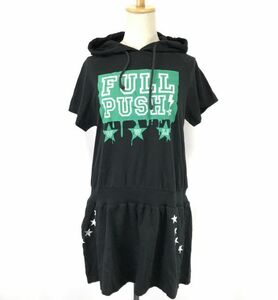 ワールドワイドラブ/WORLD WIDE LOVE★薄手スウェット/半袖ワンピース【1/レディースS/黒×緑/black×green/春夏】Tops/Shirts◆BH764