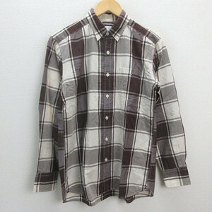 G■ビームス/BEAMS BMING 長袖BDシャツ/チェック柄【S】茶系/men