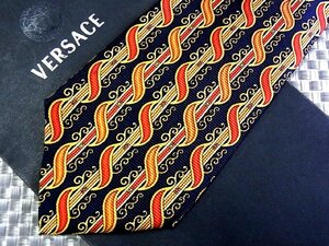 ★3041S★新品【炎 ライン 装飾 柄】ヴェルサーチ【VERSACE】ネクタイ