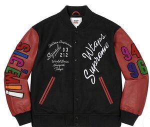 Supreme × WTAPS 21AW WTAPS Varsity Jacket/スタジャン/M/ウール/BLKVarsity ジャケット ブラック アウター ワッペン 期間限定定価出品