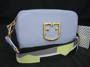 1円 ■極美品■ FURLA フルラ ブラーヴァ レザー ショルダーバッグ レディース ライトブルー系 FH0694