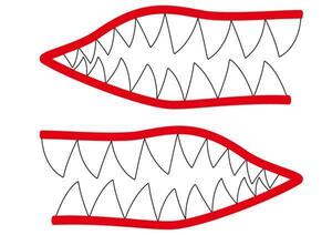 インパクト！ シャーク牙だけデカール 汎用　タンクなどに バイクカスタム ステッカー サメ 戦闘機