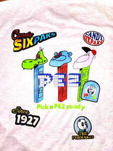 ペッツ　キャラクターヘッド　PEZ　SIXPAKS　Candy　アップリケ　ウレタンプリント　Tシャツ　Lサイズ　新品