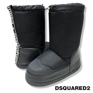 ▲ 15新品 正規品 DSQUARED2 ディースクエアード　ナイロン ムーンブーツ テープロゴ スノーブーツ SNOW boots ブラック メンズ 41/43