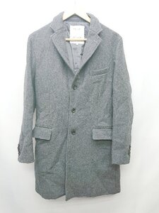 ◇ LE JUN ル ジュン ウール混 バックスリット シンプル 長袖 コート サイズL ダークグレー系 メンズ P