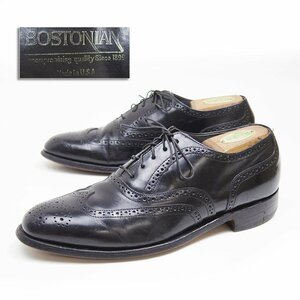 70s　9 D/B表記　27cm相当　BOSTONIAN　ボストニアン　ウィングチップ　フルブローグ　レザー　革靴　レザー　アメリカ製　黒　/P1199