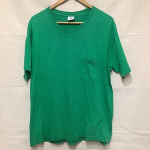 370.オールドギャップ無地ポケ付きTシャツビンテージGAP古着アメカジアメリカ製USA製半袖Tシャツ ダメージありヘェイド感グランジハルキL