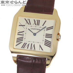 101739984 カルティエ CARTIER サントスデュモン LM W2006851 シャンパン K18YG アリゲーターレザー 金無垢 腕時計 メンズ 手巻式