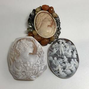 L06-0022 おまとめ☆シェルカメオ 総重量84.6g ( シェルカメオ CAMEO 貴婦人 ブローチ ペンダントトップ アンティーク アクセサリー )