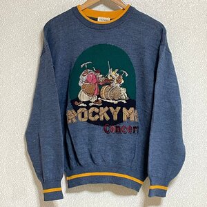 (^w^)b 日本製 PIA SPORTS ピア スポーツ 80s 90s ヴィンテージ ニット セーター プルオーバー ROCKY Mt Concert 刺繍 青系 Ⅲ 9351FE