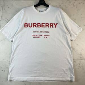 現行品◎BURBERRY バーバリー Tシャツ カットソー 半袖 ホワイト 白 赤 レッド ブランドロゴ ロゴドン デカロゴ メンズ 紳士服 近年モデル