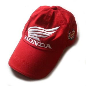 バイカー必見! HONDA RACING ホンダレーシング 50周年記念 ウイングマーク ロゴ刺繍 6パネル キャップ 帽子 レッド 赤 メンズ 古着 希少