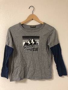 重ね着風　長袖Tシャツ 140センチ　紺色×グレー